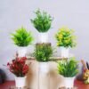 Dekorly Plastic Wild Artificial Flower Plants With Cute Hexa Pot|Faux Flower Plant For Home Office Decor|Tabletop And Desk Decoration|Artificial Flower For Balcony Indoor Decor|Pack Of 8 (Multi-6)