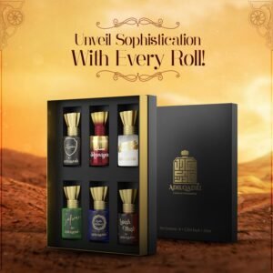 Adilqadri Assorted Luxury Non Alcoholic Roll-On Attar Perfume Collection for Men & Women Long-Lasting Fragrance Set Gift Hamper for Him & Her Ideal for Special Occasions 6 Bottles of 5.5ml Each