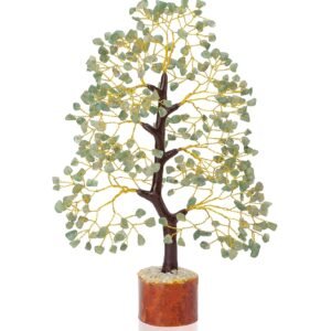 Crocon Green Jade Gemstone Tree Home Decor Showpiece Feng Shui Bonsai Reiki Crystal Healing Chakra Balancing Decorative Figurine Spiritual Good Luck Prosperity Gift Decor Size 10-12"